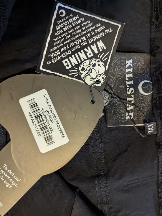 Killstar Black Velvet Cross Jacquard Pants - Picture 9 of 10